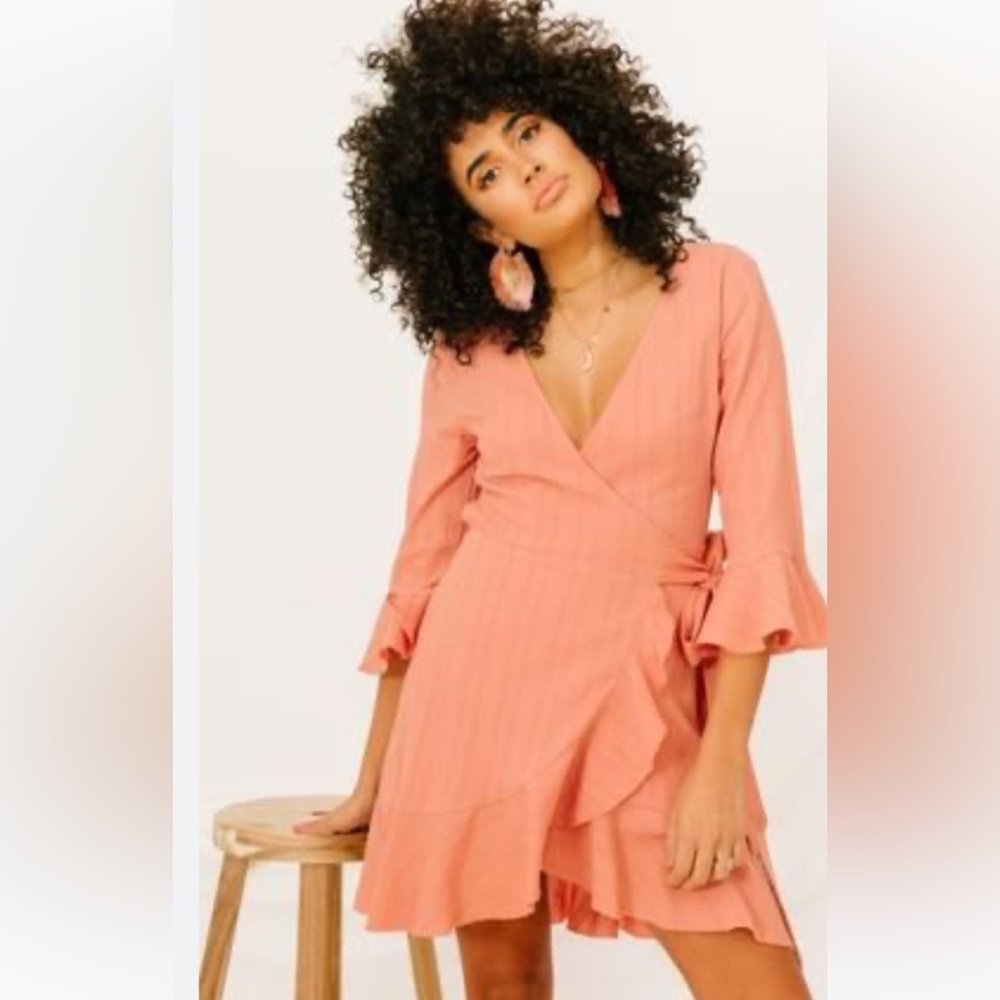 Luca + Grae, Size M, Rose Colored Linen Blend Dress.  Barbicore, Cottagecore,